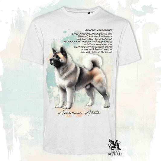 T-Shirt APPEARANCE - AKITA AMERICANO Zibellino - Bianca o Beige, da Uomo o da Donna - dalla XS alla 5XL