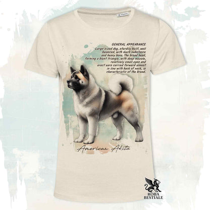 T-Shirt APPEARANCE - AKITA AMERICANO Zibellino - Bianca o Beige, da Uomo o da Donna - dalla XS alla 5XL