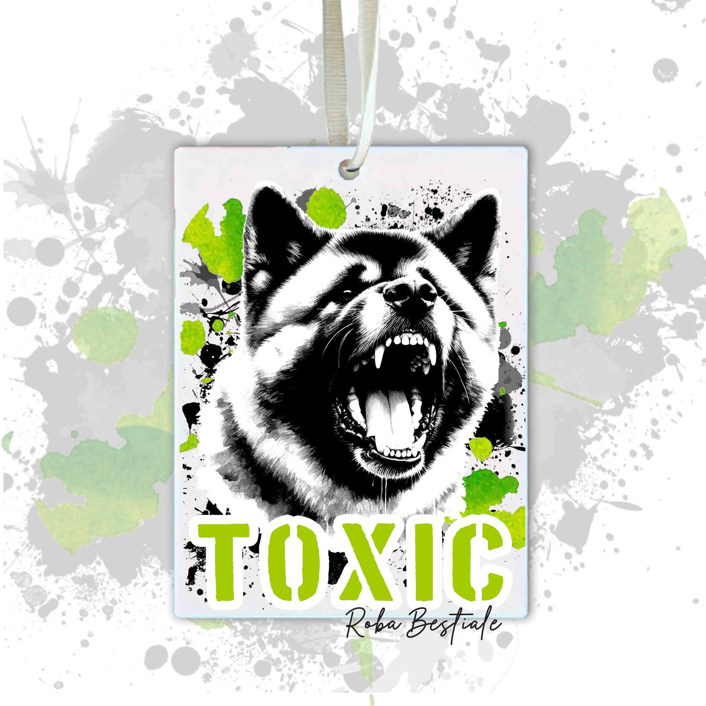 Deodorante Auto TOXIC - AKITA AMERICANO - In Feltro, con cordino - 7,5 x 10 cm
