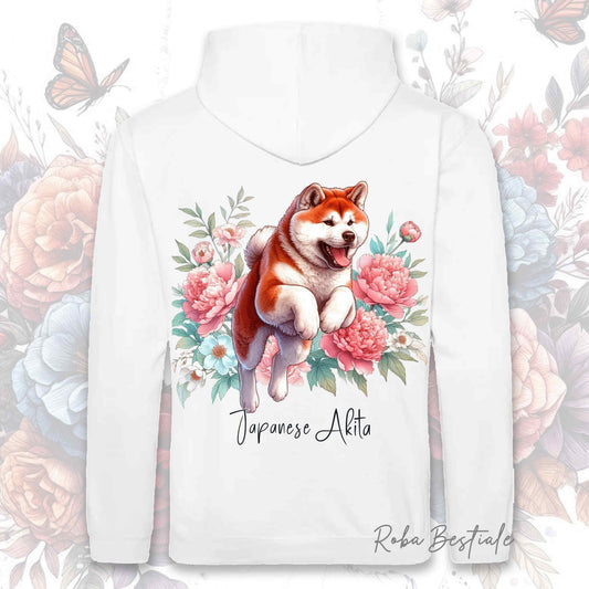 Felpa PEONY - AKITA INU Rosso - Con Cappuccio e Tasconi, Unisex, in tanti colori - dalla XS alla 5XL