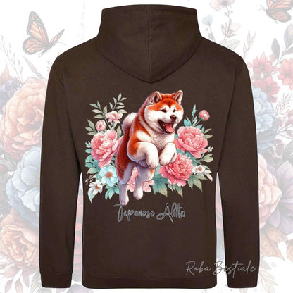 Felpa PEONY - AKITA INU Rosso - Con Cappuccio e Tasconi, Unisex, in tanti colori - dalla XS alla 5XL