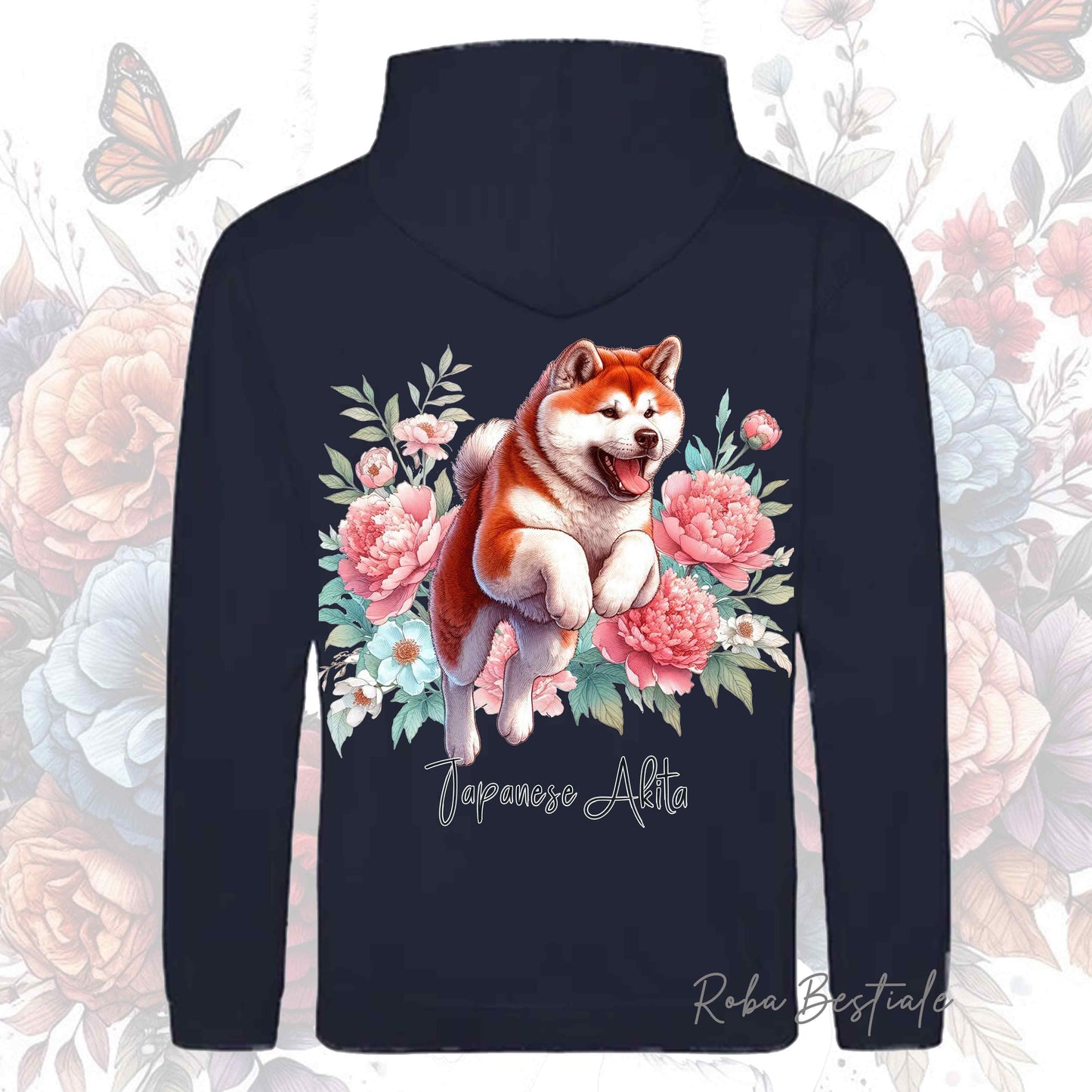 Felpa PEONY - AKITA INU Rosso - Con Cappuccio e Tasconi, Unisex, in tanti colori - dalla XS alla 5XL