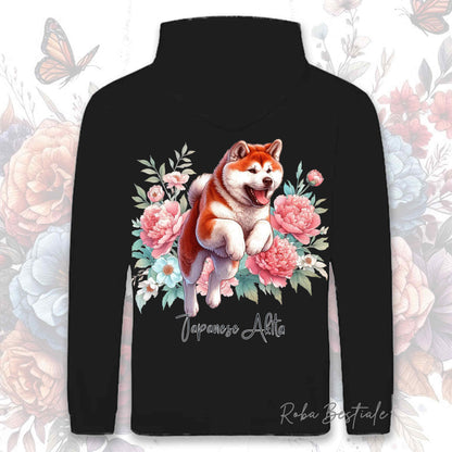 Felpa PEONY - AKITA INU Rosso - Con Cappuccio e Tasconi, Unisex, in tanti colori - dalla XS alla 5XL