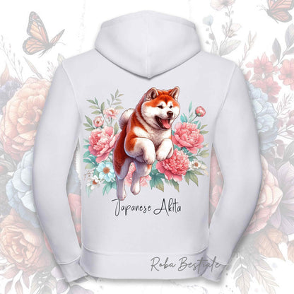 Felpa PEONY - AKITA INU Rosso - Con Cappuccio e Full Zip, Uomo o Donna, in tanti colori - dalla XS alla 5XL