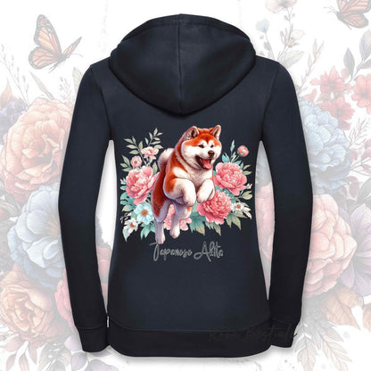 Felpa PEONY - AKITA INU Rosso - Con Cappuccio e Full Zip, Uomo o Donna, in tanti colori - dalla XS alla 5XL