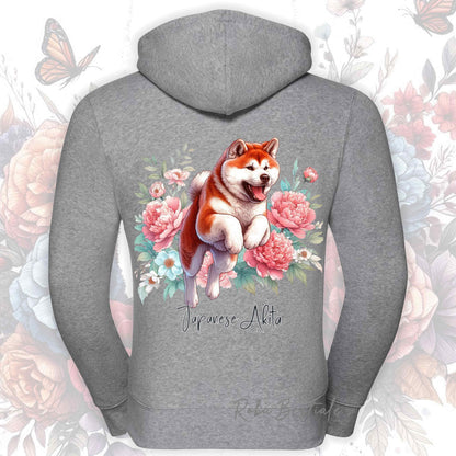 Felpa PEONY - AKITA INU Rosso - Con Cappuccio e Full Zip, Uomo o Donna, in tanti colori - dalla XS alla 5XL