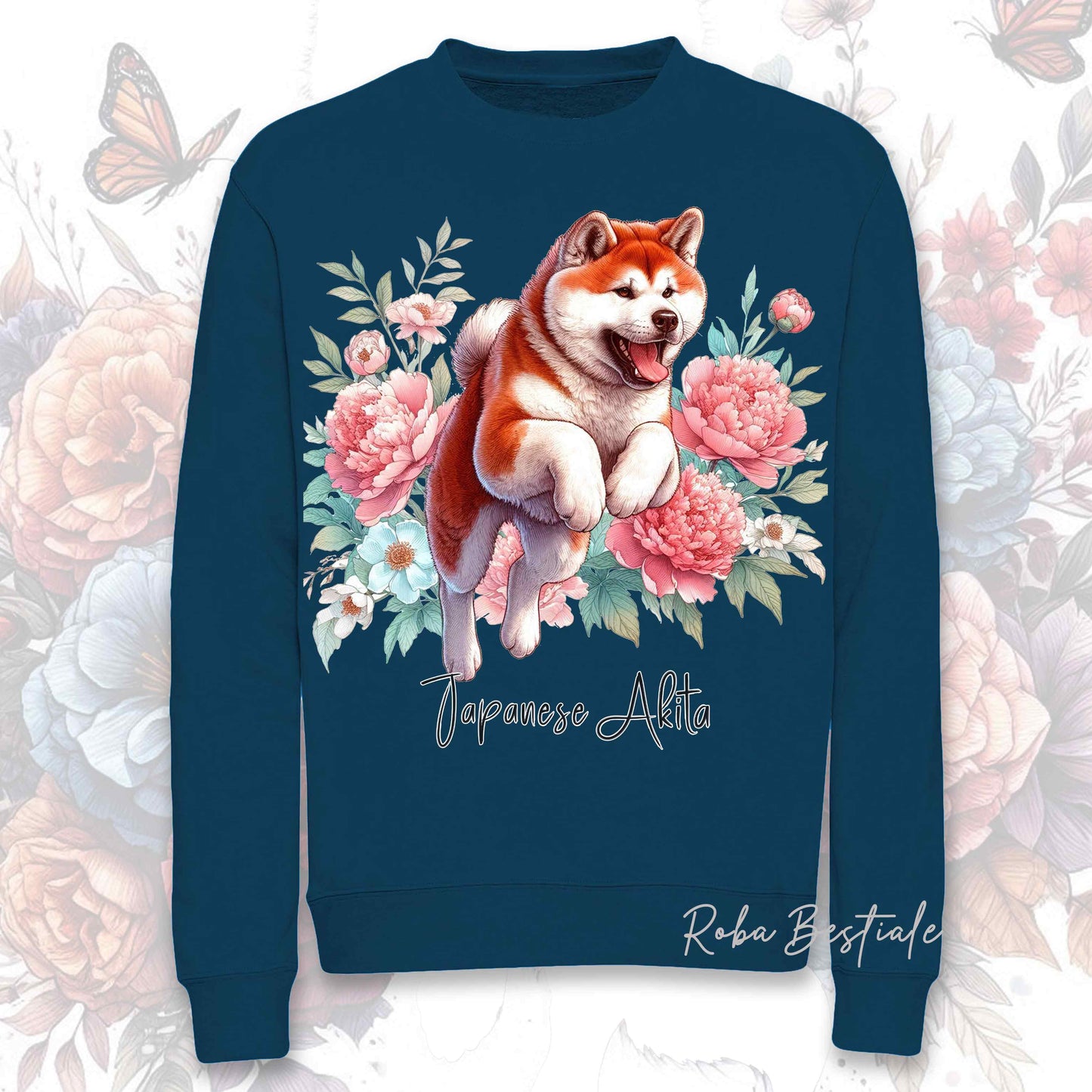 Felpa Invernale PEONY - AKITA INU Rosso - Girocollo, Unisex, in tanti colori! - dalla XS alla 3XL