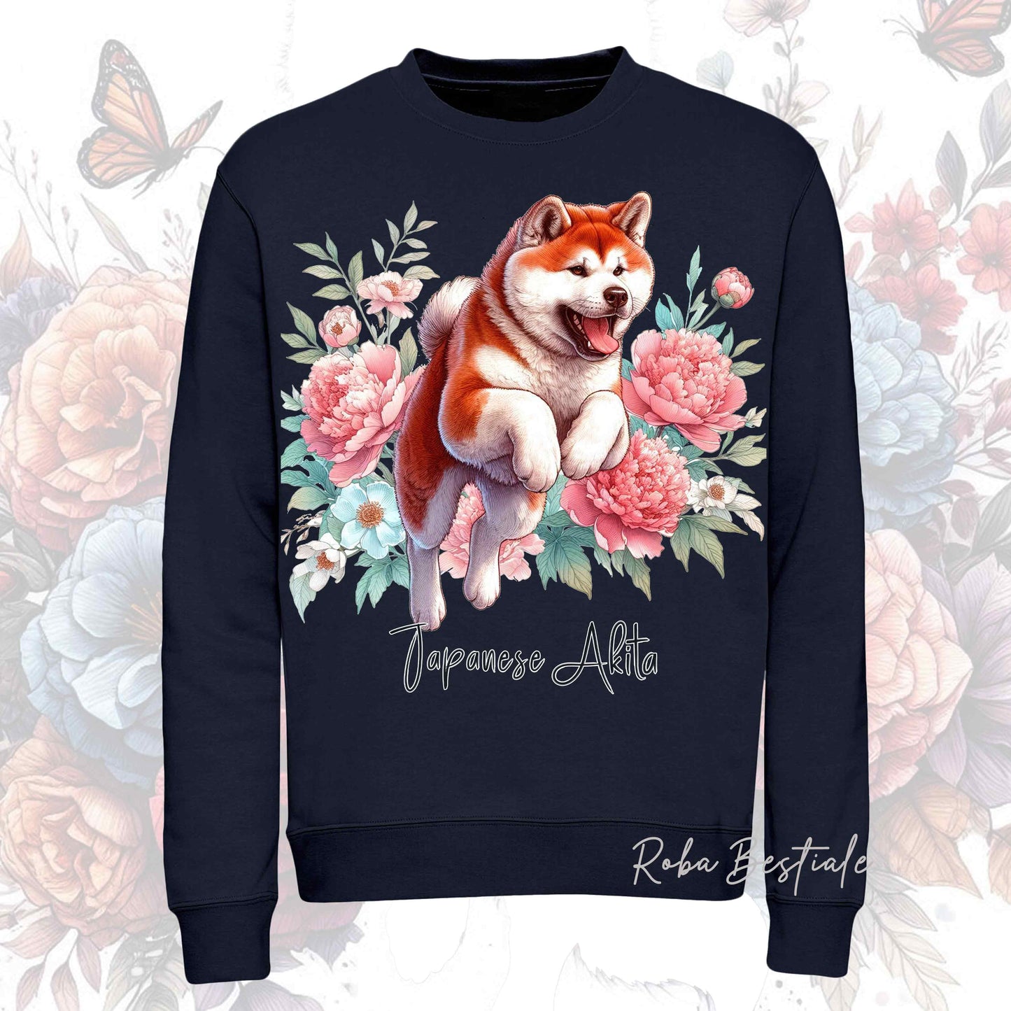 Felpa Invernale PEONY - AKITA INU Rosso - Girocollo, Unisex, in tanti colori! - dalla XS alla 3XL