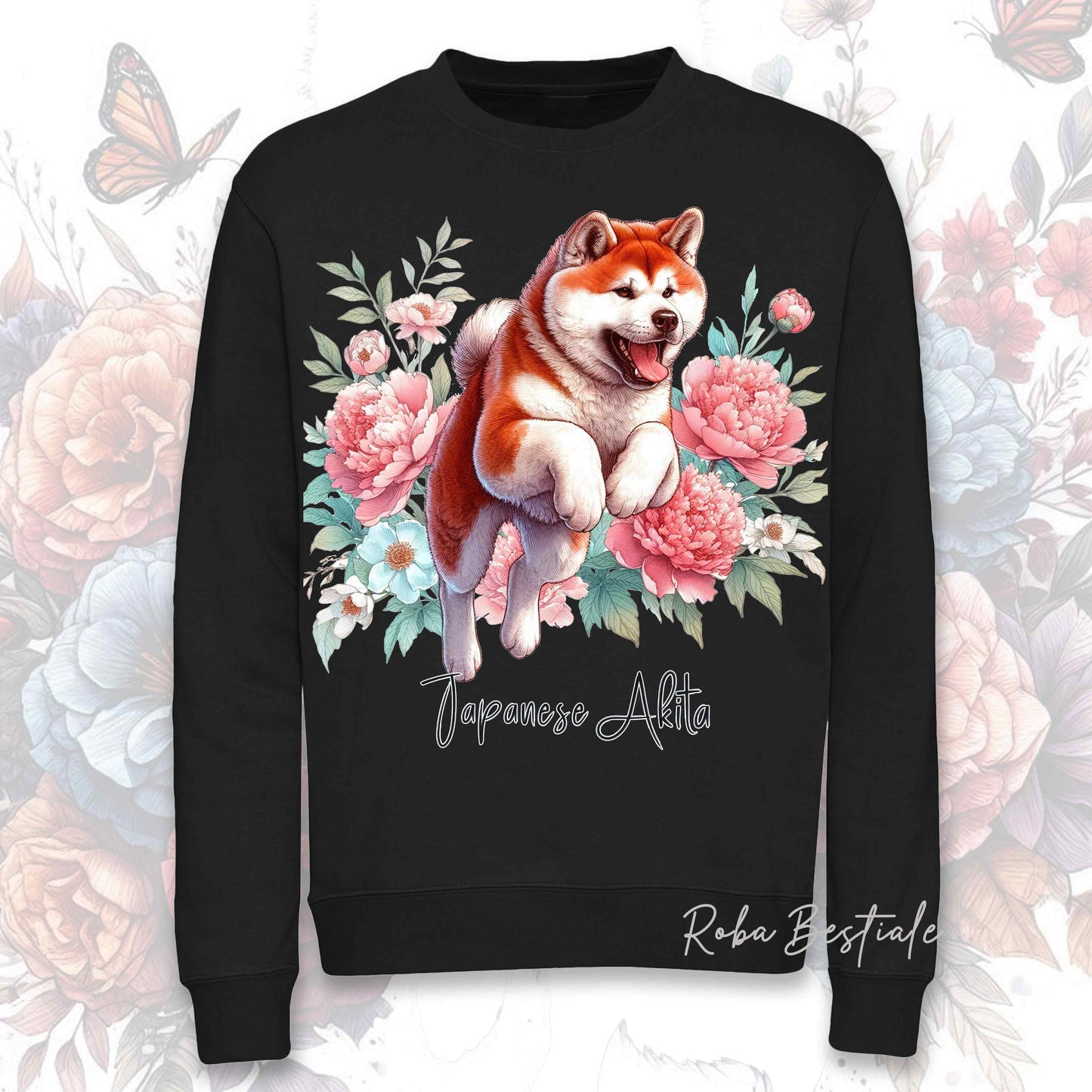 Felpa Invernale PEONY - AKITA INU Rosso - Girocollo, Unisex, in tanti colori! - dalla XS alla 3XL