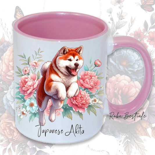 Tazza PEONY - AKITA INU Rosso - In Ceramica, con manico e interno colorato - 330 ml