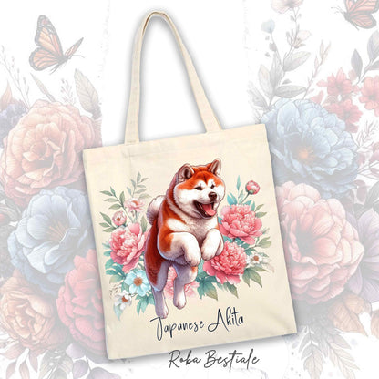 Shopper PEONY - AKITA INU Rosso - Diversi colori disponibili - 100% Cotone