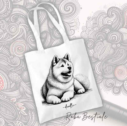 Shopper DOODLE - AKITA INU Rosso