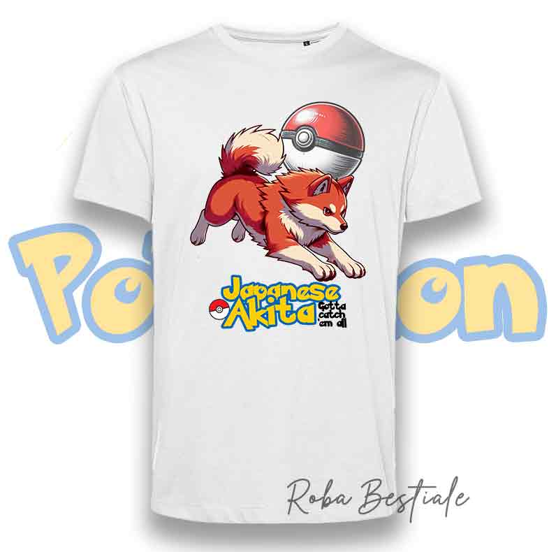 T-Shirt POKEMON - AKITA INU Rosso