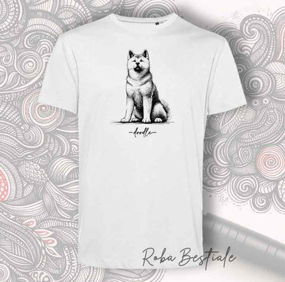 T-Shirt DOODLE - AKITA INU Rosso