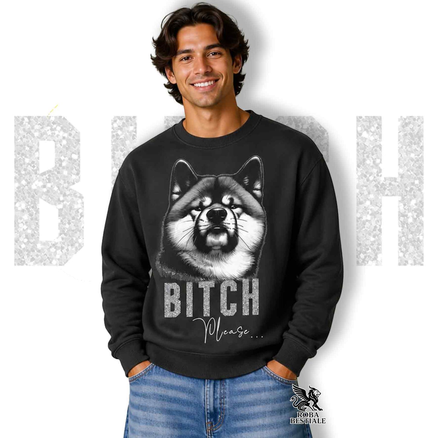 Felpa BI**H, PLEASE - AKITA INU - Girocollo, Unisex, in tanti colori! - dalla XS alla 3XL