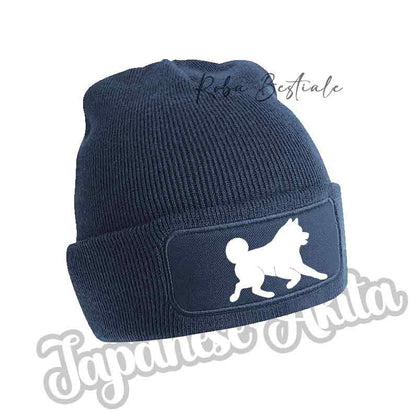 AKITA INU Beanie - BLACK, BLUE NAVY or BABY PINK Winter Hat - Silhouette in your choice of color