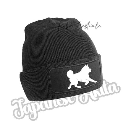 AKITA INU Beanie - BLACK, BLUE NAVY or BABY PINK Winter Hat - Silhouette in your choice of color