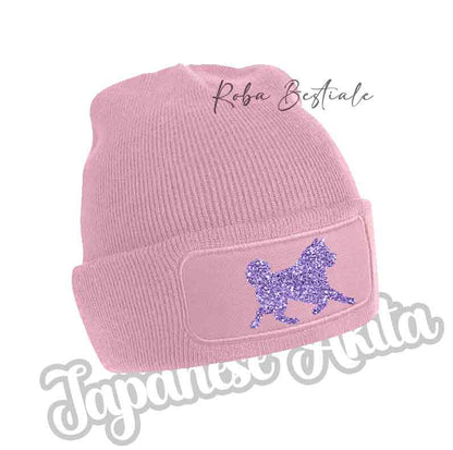 AKITA INU Beanie - BLACK, BLUE NAVY or BABY PINK Winter Hat - Silhouette in your choice of color