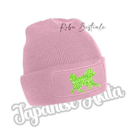 AKITA INU Beanie - BLACK, BLUE NAVY or BABY PINK Winter Hat - Silhouette in your choice of color