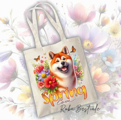 Akita Inu Red Tote Bag - Spring Love Collection