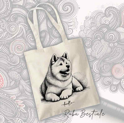 Shopper DOODLE - AKITA INU Rosso