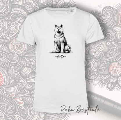 T-Shirt DOODLE - AKITA INU Rosso