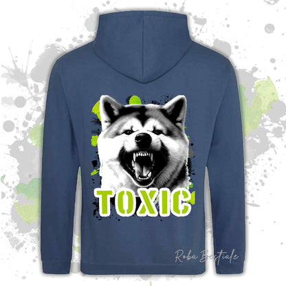 Felpa TOXIC - AKITA INU - Con Cappuccio e Tasconi, Unisex, in tanti colori - dalla XS alla 5XL
