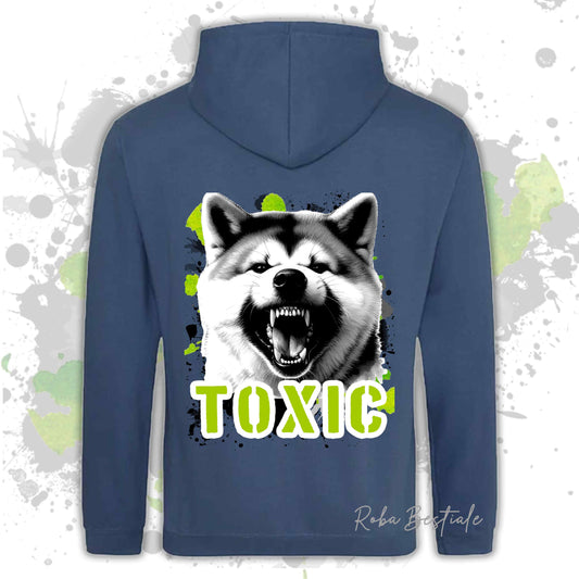 Felpa TOXIC - AKITA INU - Con Cappuccio e Tasconi, Unisex, in tanti colori - dalla XS alla 5XL