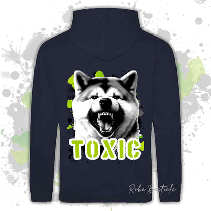 Felpa TOXIC - AKITA INU - Con Cappuccio e Tasconi, Unisex, in tanti colori - dalla XS alla 5XL