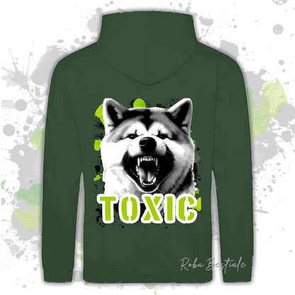 Felpa TOXIC - AKITA INU - Con Cappuccio e Tasconi, Unisex, in tanti colori - dalla XS alla 5XL