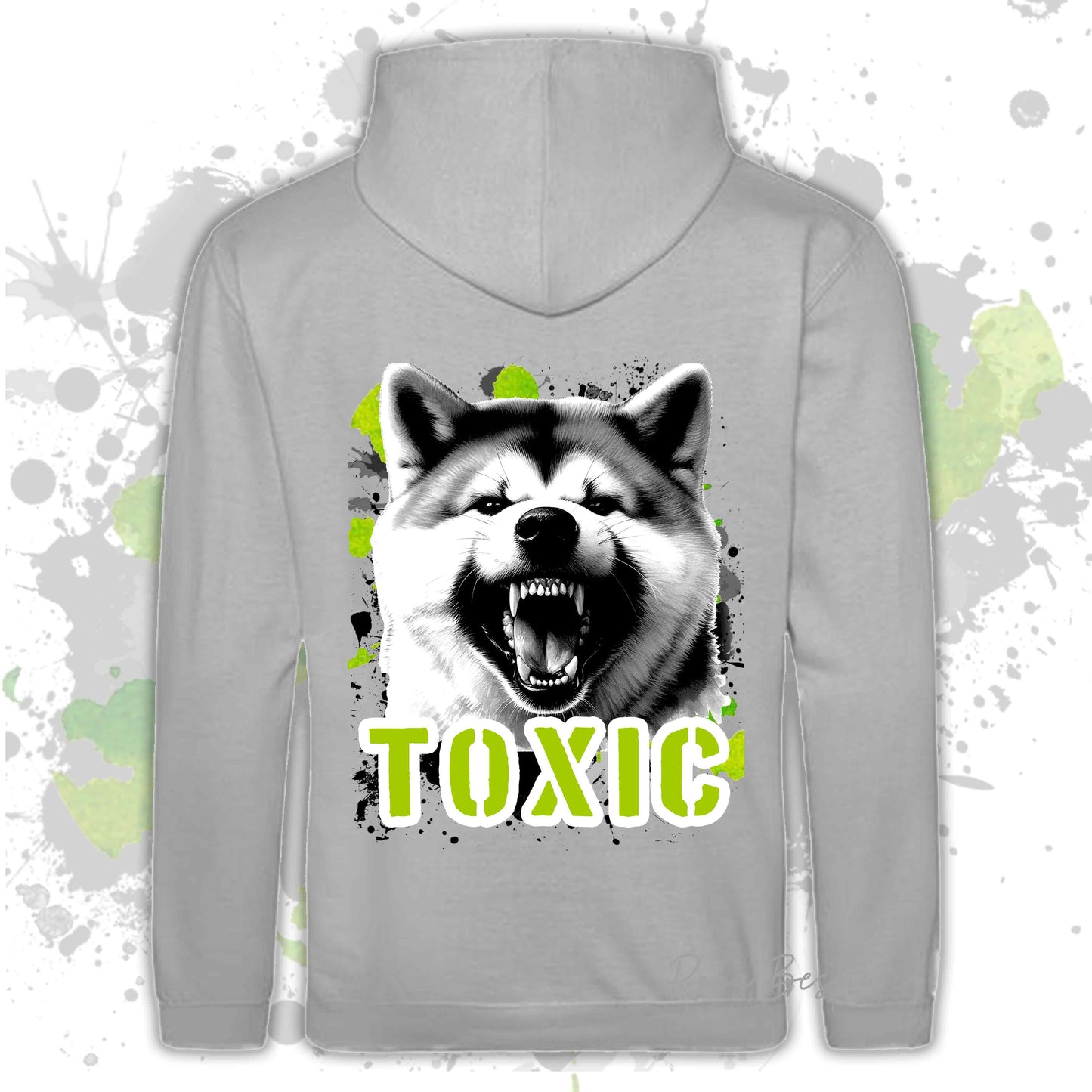 Felpa TOXIC - AKITA INU - Con Cappuccio e Tasconi, Unisex, in tanti colori - dalla XS alla 5XL