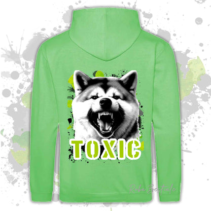 Felpa TOXIC - AKITA INU - Con Cappuccio e Tasconi, Unisex, in tanti colori - dalla XS alla 5XL
