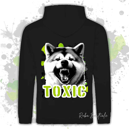 Felpa TOXIC - AKITA INU - Con Cappuccio e Tasconi, Unisex, in tanti colori - dalla XS alla 5XL