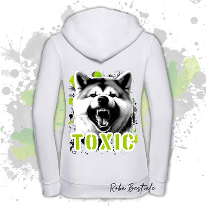 Felpa TOXIC - AKITA INU - Con Cappuccio e Full Zip, Uomo o Donna, in tanti colori - dalla XS alla 5XL