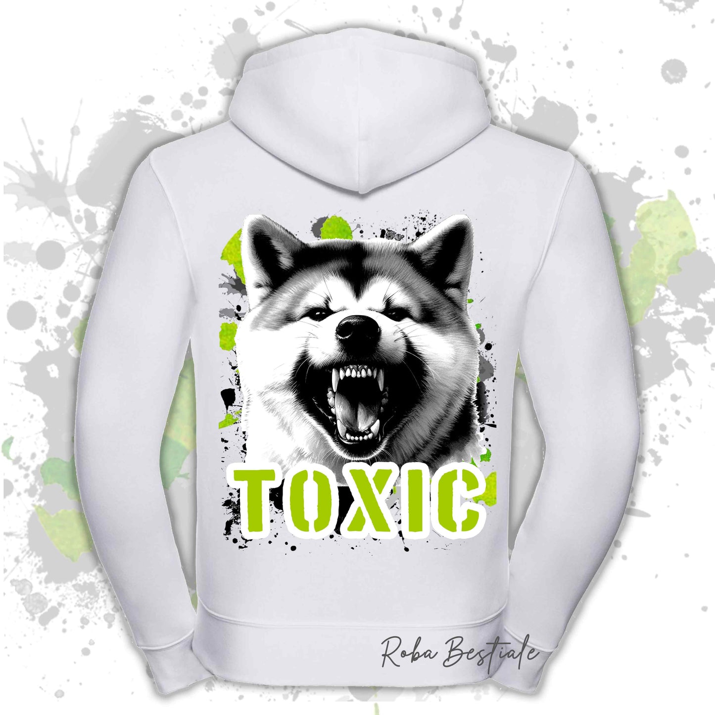 Felpa TOXIC - AKITA INU - Con Cappuccio e Full Zip, Uomo o Donna, in tanti colori - dalla XS alla 5XL