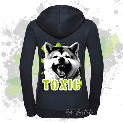 Felpa TOXIC - AKITA INU - Con Cappuccio e Full Zip, Uomo o Donna, in tanti colori - dalla XS alla 5XL