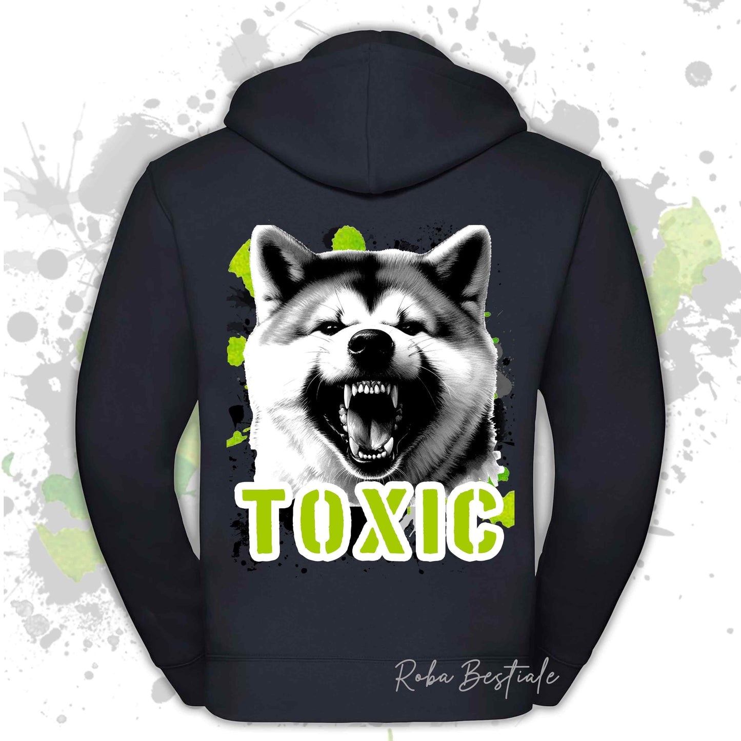 Felpa TOXIC - AKITA INU - Con Cappuccio e Full Zip, Uomo o Donna, in tanti colori - dalla XS alla 5XL