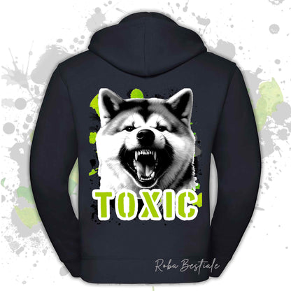 Felpa TOXIC - AKITA INU - Con Cappuccio e Full Zip, Uomo o Donna, in tanti colori - dalla XS alla 5XL