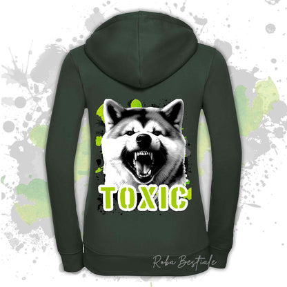 Felpa TOXIC - AKITA INU - Con Cappuccio e Full Zip, Uomo o Donna, in tanti colori - dalla XS alla 5XL