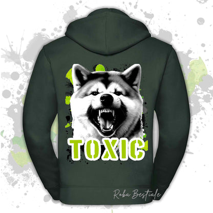 Felpa TOXIC - AKITA INU - Con Cappuccio e Full Zip, Uomo o Donna, in tanti colori - dalla XS alla 5XL