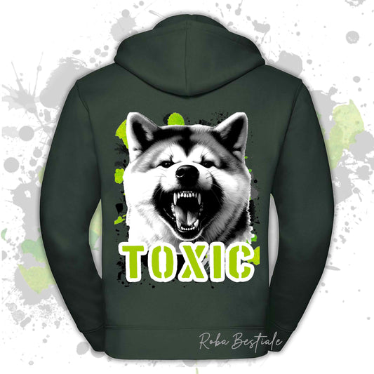 Felpa TOXIC - AKITA INU - Con Cappuccio e Full Zip, Uomo o Donna, in tanti colori - dalla XS alla 5XL