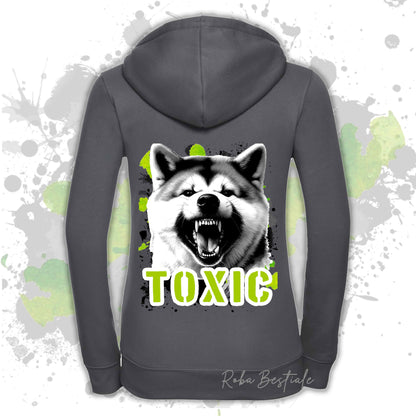 Felpa TOXIC - AKITA INU - Con Cappuccio e Full Zip, Uomo o Donna, in tanti colori - dalla XS alla 5XL