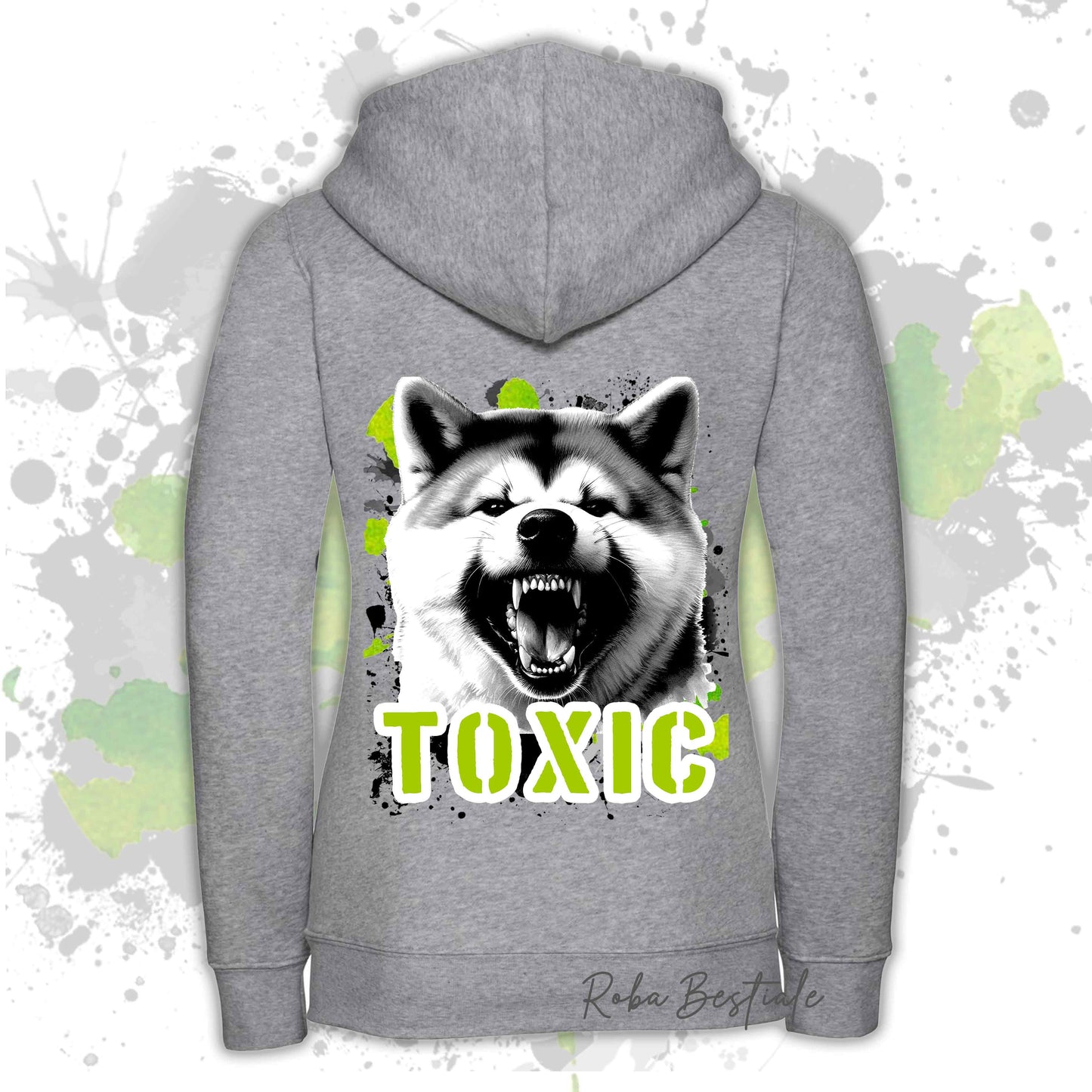 Felpa TOXIC - AKITA INU - Con Cappuccio e Full Zip, Uomo o Donna, in tanti colori - dalla XS alla 5XL