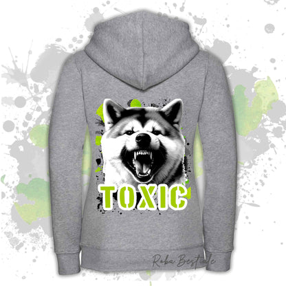 Felpa TOXIC - AKITA INU - Con Cappuccio e Full Zip, Uomo o Donna, in tanti colori - dalla XS alla 5XL