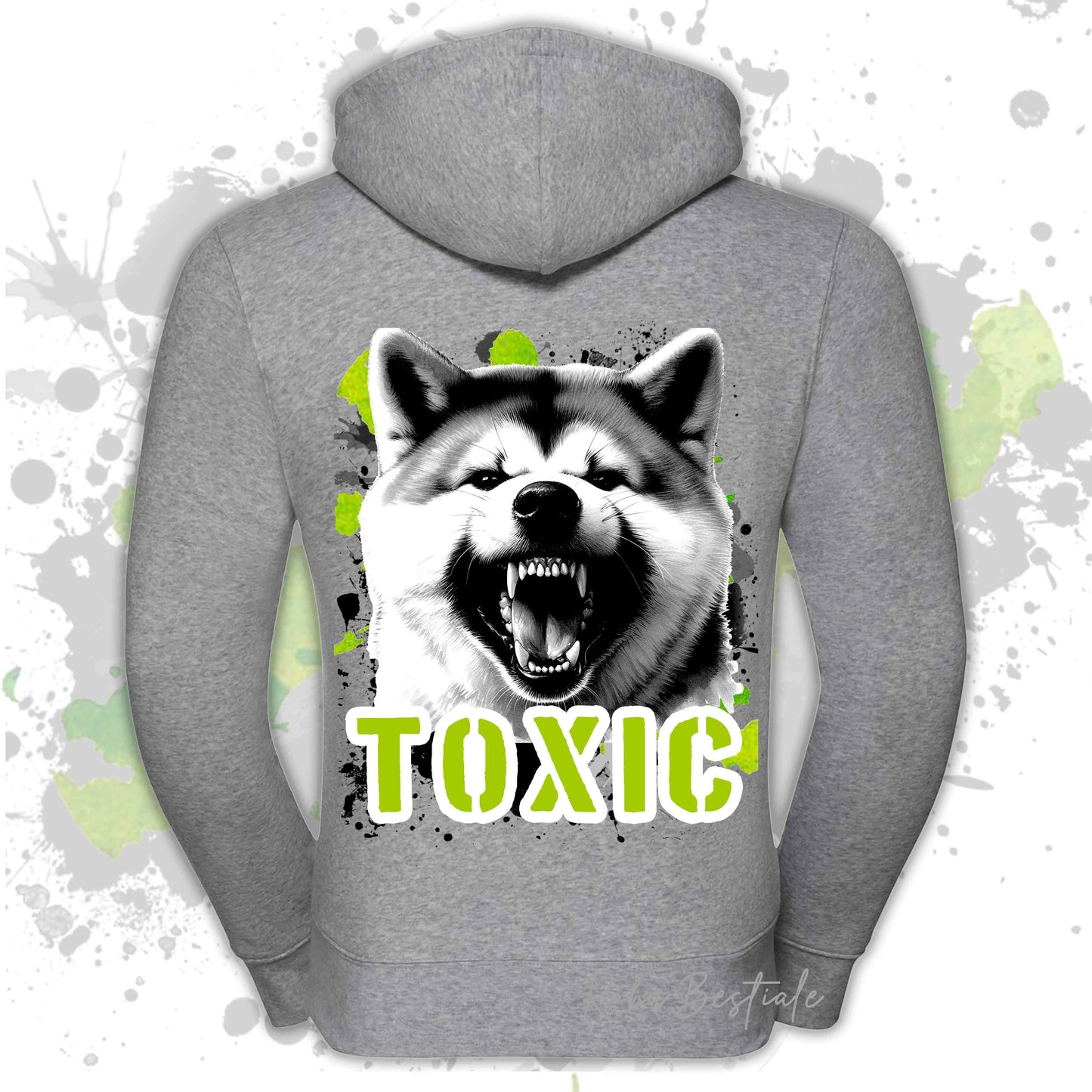 Felpa TOXIC - AKITA INU - Con Cappuccio e Full Zip, Uomo o Donna, in tanti colori - dalla XS alla 5XL