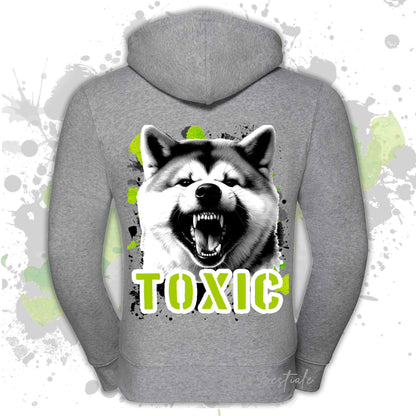 Felpa TOXIC - AKITA INU - Con Cappuccio e Full Zip, Uomo o Donna, in tanti colori - dalla XS alla 5XL