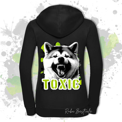 Felpa TOXIC - AKITA INU - Con Cappuccio e Full Zip, Uomo o Donna, in tanti colori - dalla XS alla 5XL