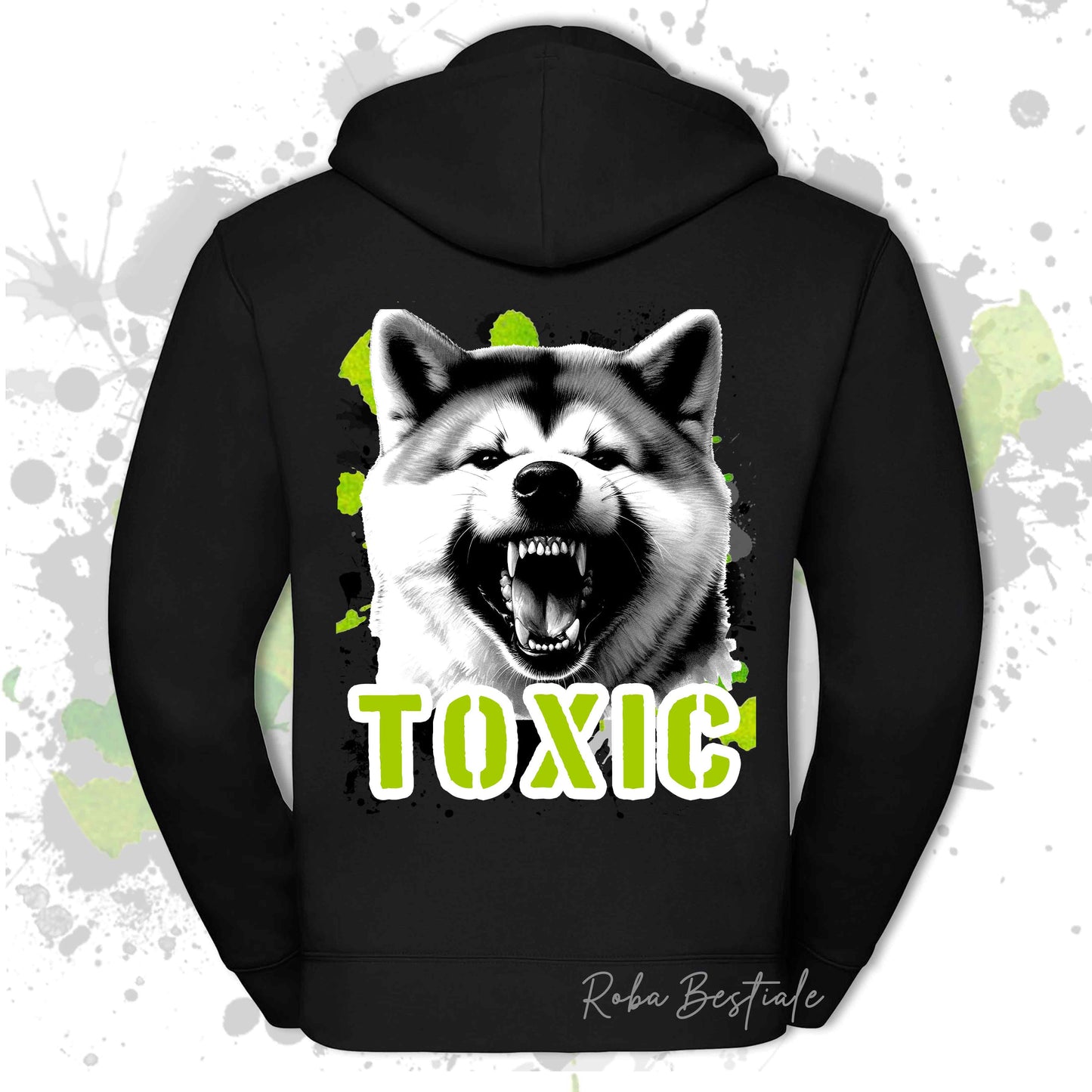 Felpa TOXIC - AKITA INU - Con Cappuccio e Full Zip, Uomo o Donna, in tanti colori - dalla XS alla 5XL