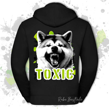 Felpa TOXIC - AKITA INU - Con Cappuccio e Full Zip, Uomo o Donna, in tanti colori - dalla XS alla 5XL