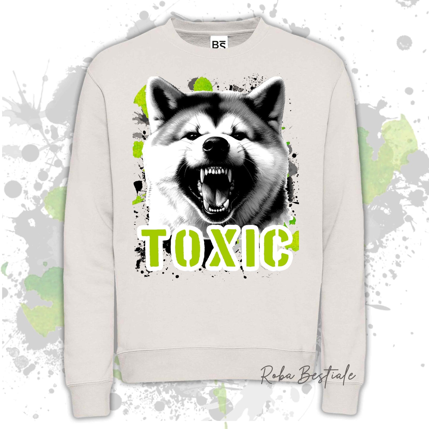 Felpa TOXIC - AKITA INU - Girocollo, Unisex, in tanti colori! - dalla XS alla 3XL